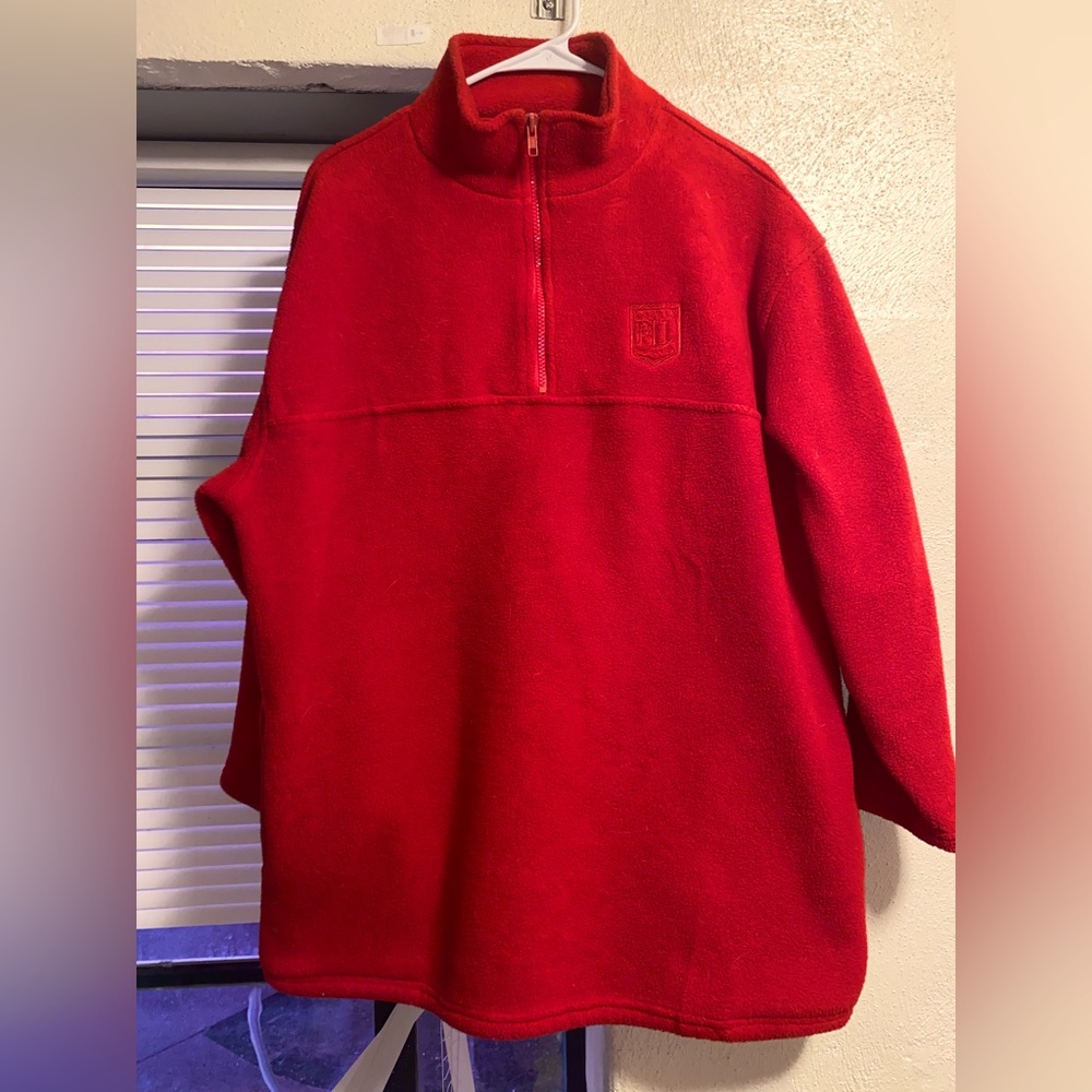 Red fleece Ralph Lauren pull over